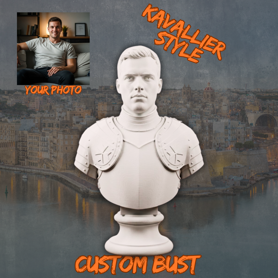 Custom Maltese Knight Style Bust | Your Image in 3D | Trophy Cafe