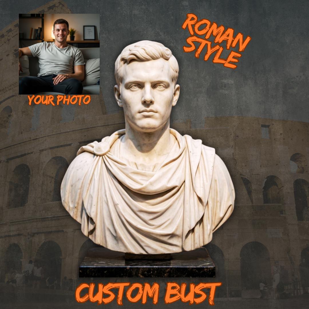 Custom Roman Style Bust | Your Image in 3D | Trophy Cafe